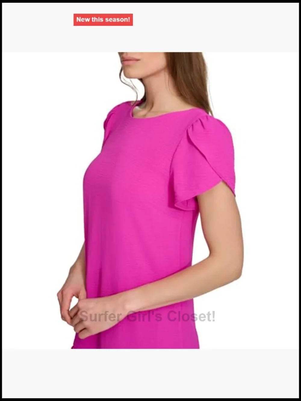 DKNY Tulip Sleeve Ruffle Hem Mini Dress 100% Polyester Flutter Sleeve A-Line